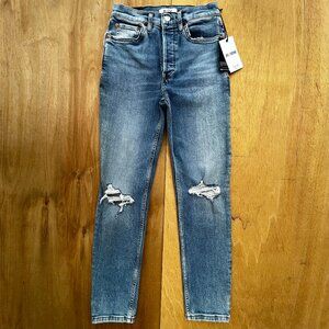 RE/DONE 90s HIGH RISE ANKLE CROP JEANS WOMEN’S sz 26 Button 60s Fade NWT
